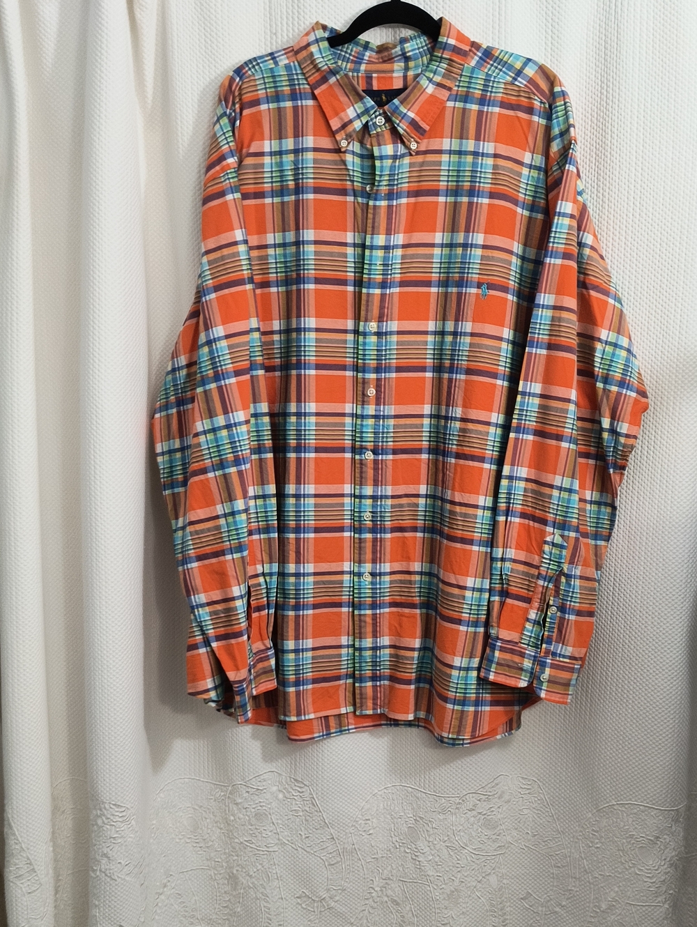 Polo by Ralph Lauren Orange Plaid Button-Down Shirt Men's 4XBG